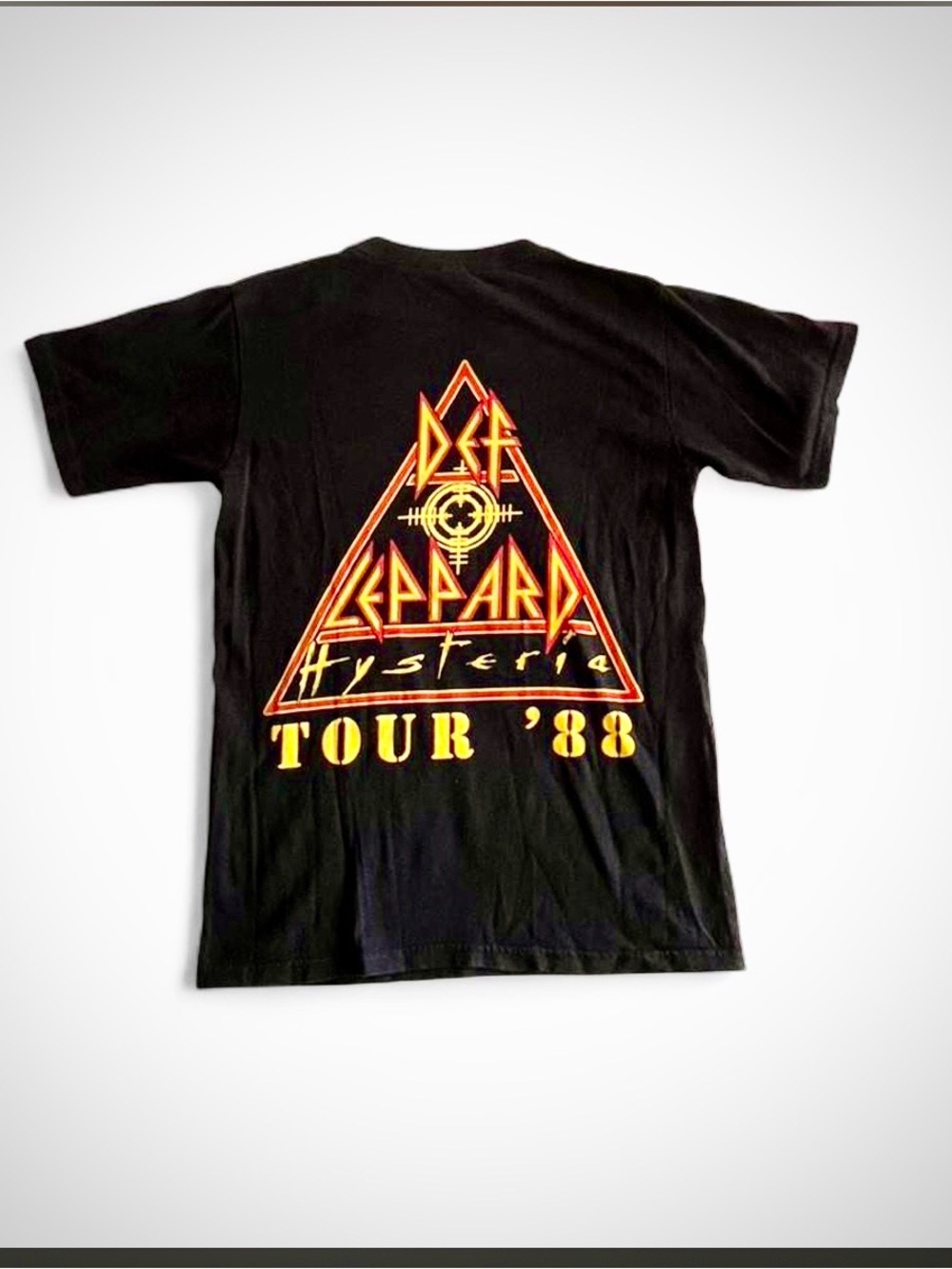 Vintage Def Leppard 80’s Tour Tee Hysteria Graphic with Red and Yellow Accents